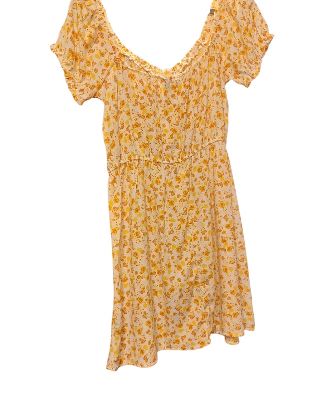 Trixxi Yellow Floral Mini Dress with Puff Sleeves